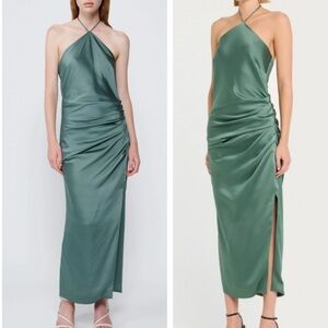 🆕 SIMKHAI Hansel Halter Neckline Maxi Dress Park Slope Green Sz 4